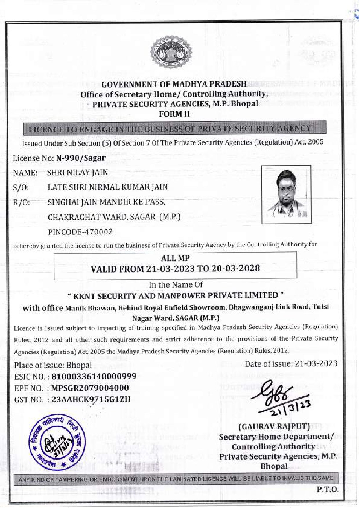 PSARA License